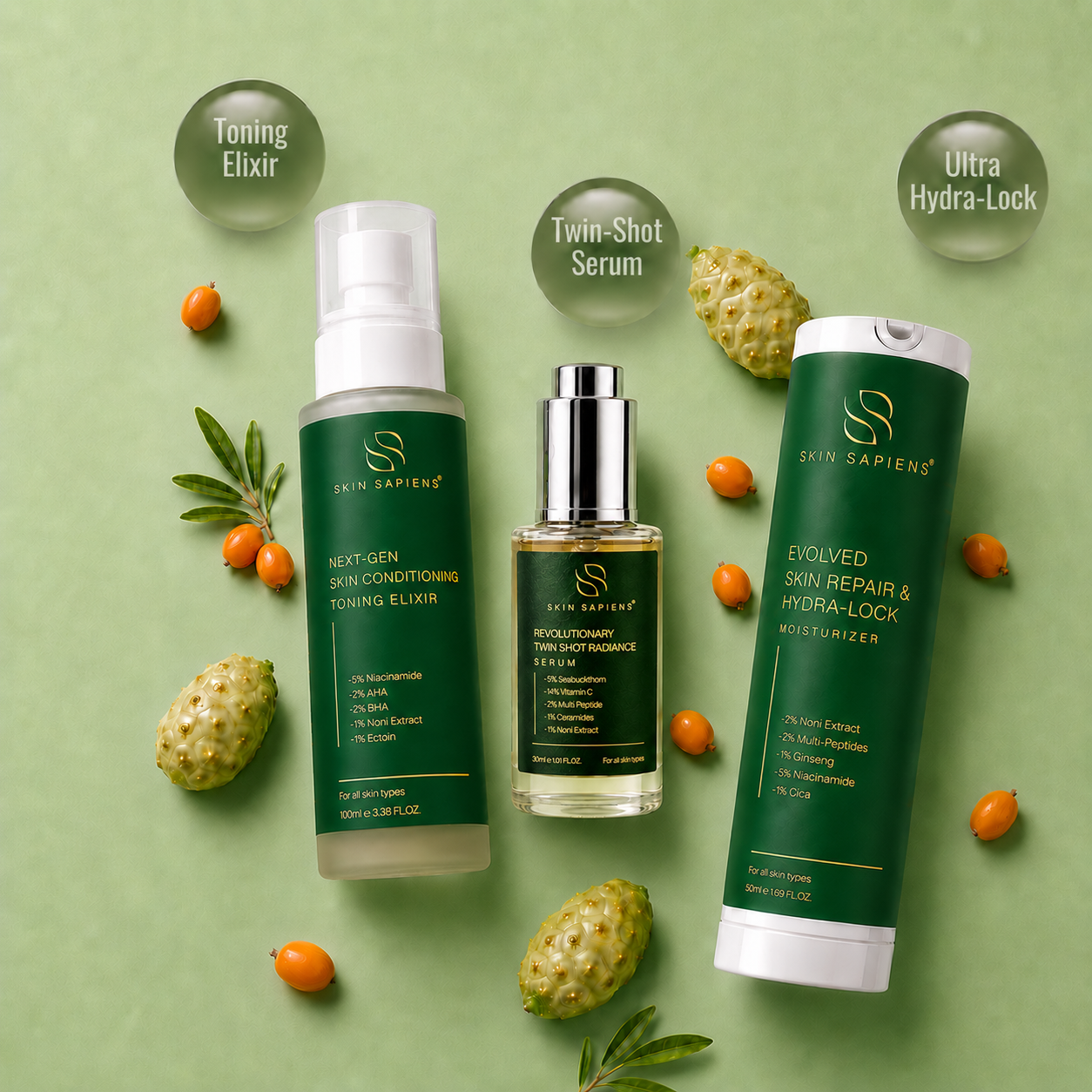 Complete Skin Renewal Trio – Toner, Serum & Moisturizer Combo